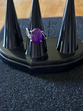 Purple Center Silver-Tone Ring - Women Jewelry Size 6.5 NWOT